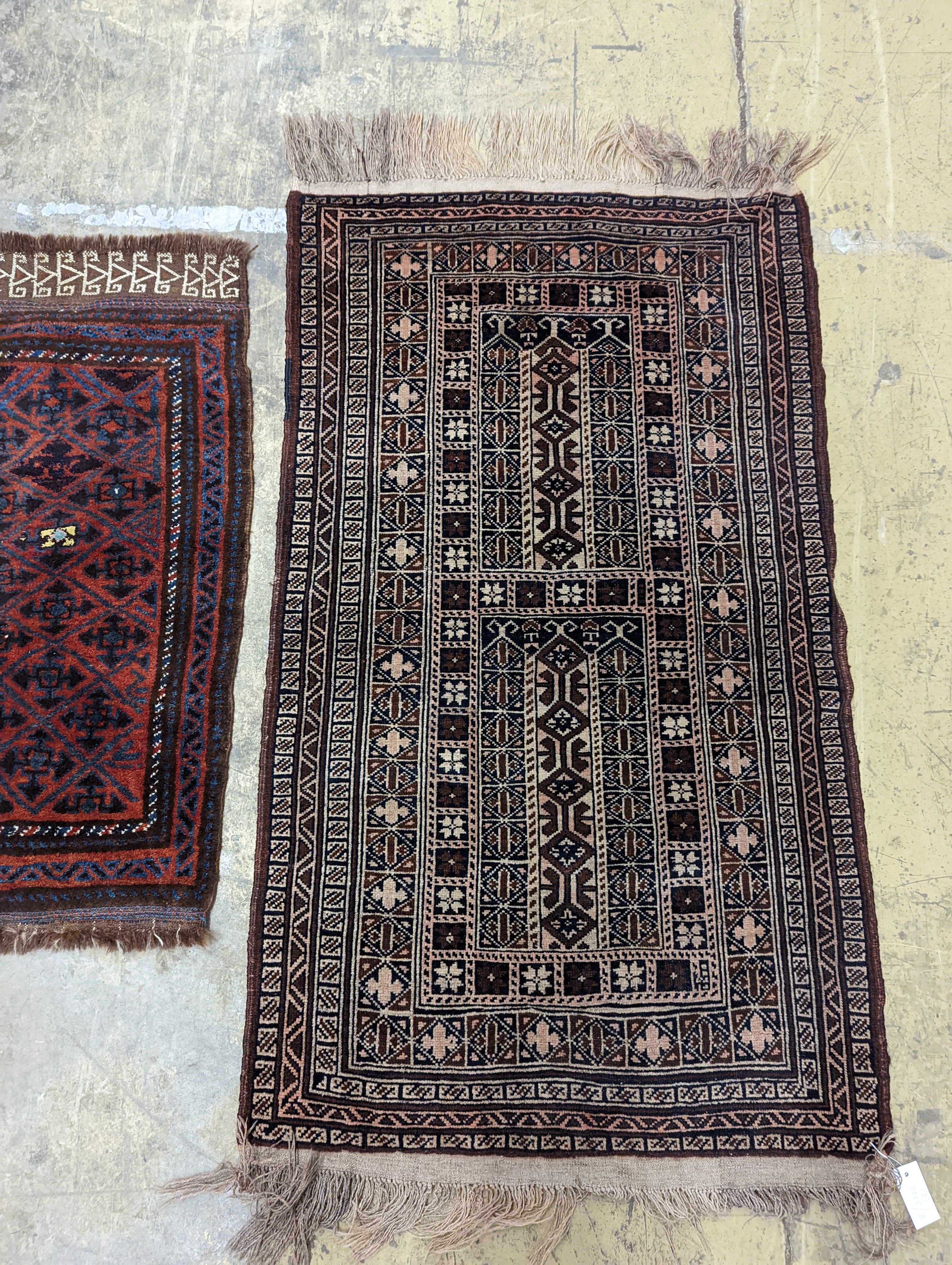 A Belouch rug and an Afghan mat, larger 140 x 85cm